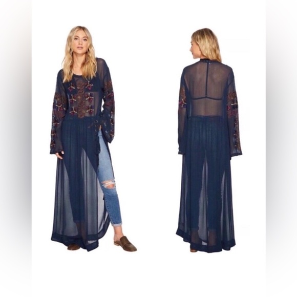 Free People Blue Deep Jewel Casual Dress Nwt L